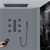 Verona Matte Black Remote Controlled Thermostatic Recessed Ceiling Mount Musical LED Rainfall Waterfall Shower System with Jetted Body Sprays and Hand Shower